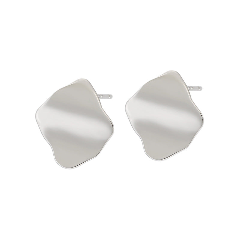 Lovcia Gold Tone Wave 15.6mm 925 Silver Stud Earrings-Earrings-Silver-Silver