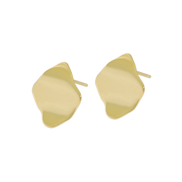 Lovcia Gold Tone Wave 15.6mm 925 Silver Stud Earrings-Earrings-Yellow Gold-Yellow Gold