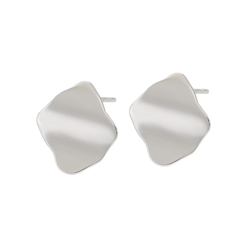 Lovcia Gold Tone Wave 15.6mm 925 Silver Stud Earrings-Earrings-Yellow Gold-Yellow Gold