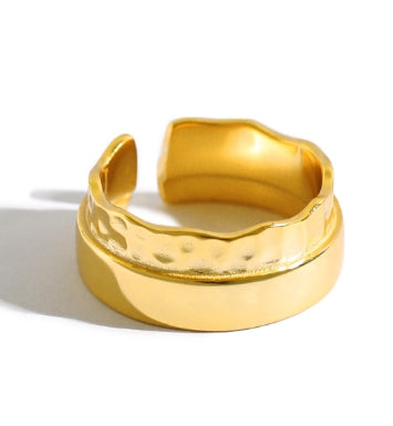 Lovcia Gold Tone Wide Adjustable Ring 925 Sterling Silver-Rings-Yellow Gold-Yellow Gold