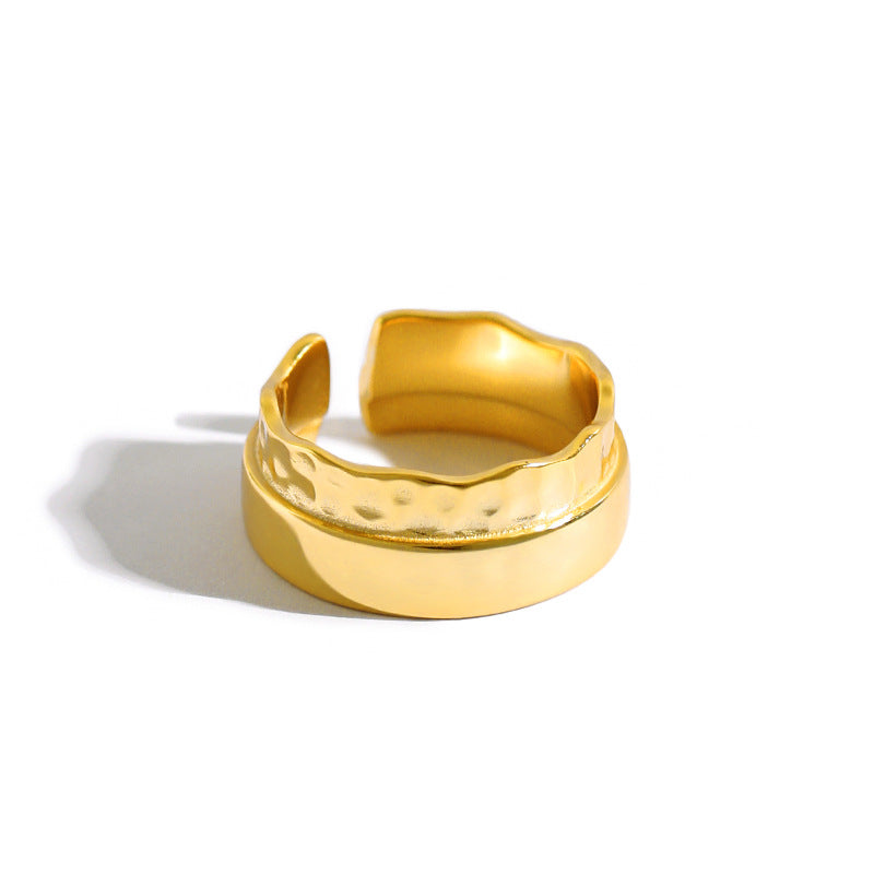 Lovcia Gold Tone Wide Adjustable Ring 925 Sterling Silver-Rings-Yellow Gold-Yellow Gold