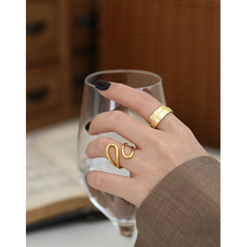 Lovcia Gold Tone Wide Adjustable Ring 925 Sterling Silver-Rings-Yellow Gold-Yellow Gold