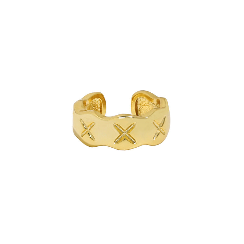 Lovcia Gold Tone X Pattern Wave Earring 925 Silver Jewellery-Earrings-Yellow Gold (Single)-Yellow Gold (Single)