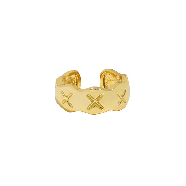 Lovcia Gold Tone X Pattern Wave Earring 925 Silver Jewellery-Earrings-Yellow Gold (Single)-Yellow Gold (Single)