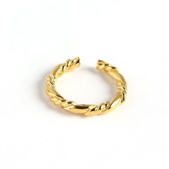 Lovcia Gold Twist Ring 3mm Adjustable 16.5mm Gold Tone-Rings-Yellow Gold-Yellow Gold