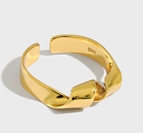 Lovcia Gold Twisted 925 Sterling Silver Adjustable Ring-Rings-Yellow Gold-Yellow Gold