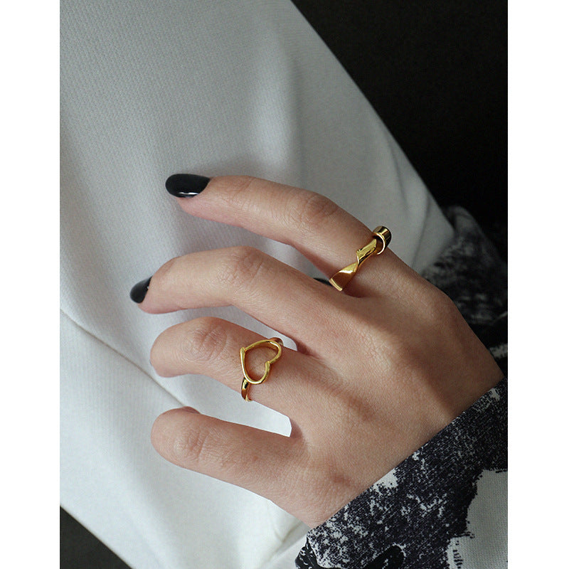 Lovcia Gold Twisted 925 Sterling Silver Adjustable Ring-Rings-Yellow Gold-Yellow Gold