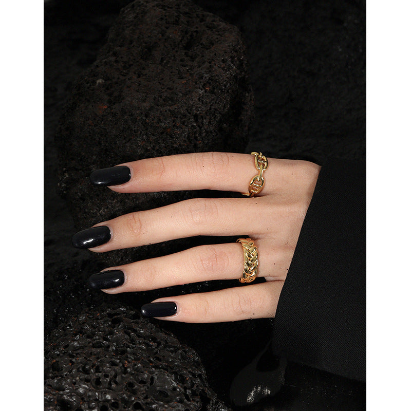 Lovcia Gold Twisted 925 Sterling Silver Adjustable Ring-Rings-Yellow Gold-Yellow Gold