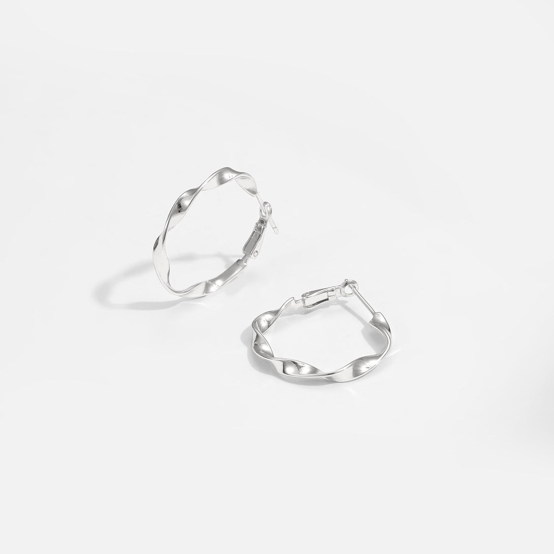 Lovcia Gold Twisted 925 Sterling Silver Hoop Earrings-Earrings-Yellow Gold-Yellow Gold