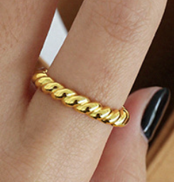 Lovcia Gold Twisted 925 Sterling Silver Ring Adjustable-Rings-Yellow Gold-Yellow Gold