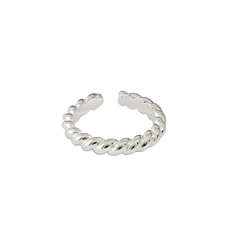 Lovcia Gold Twisted 925 Sterling Silver Ring Adjustable-Rings-Yellow Gold-Yellow Gold