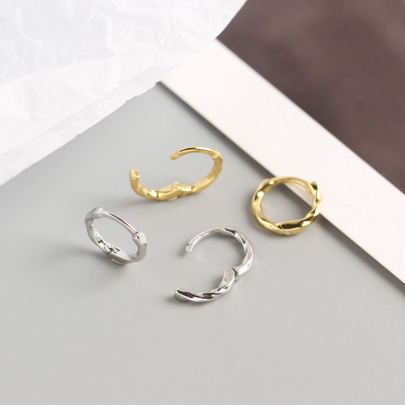 Lovcia Gold Twisted Circle 10.3mm Huggie Hoop Earrings-Earrings-Yellow Gold-Yellow Gold