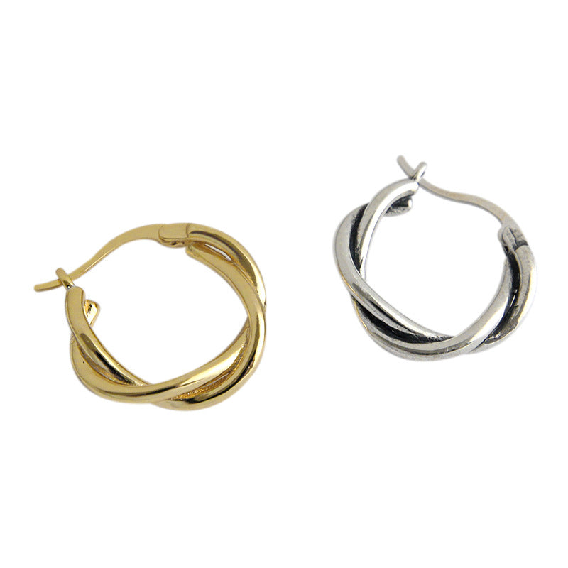 Lovcia Gold Twisted Circle 925 Sterling Hoop Earrings 20mm-Earrings-Yellow Gold-Yellow Gold