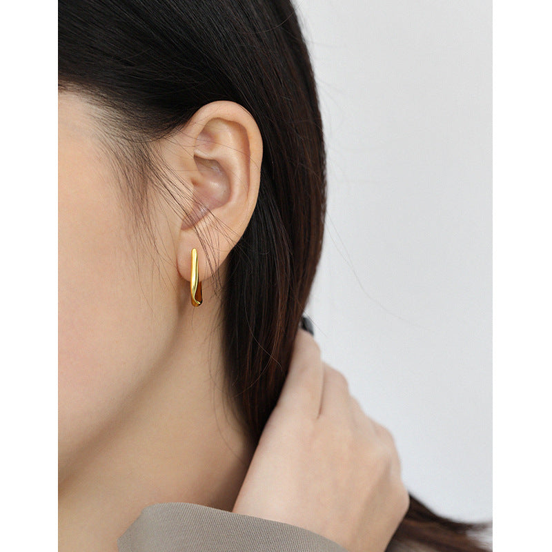 Lovcia Gold Twisted Circle Hoop Earrings 20mm S925-Earrings-Yellow Gold-Yellow Gold