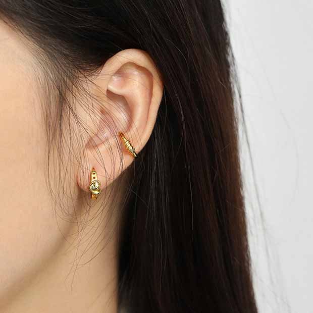 Lovcia Gold Twisted Knot 925 Silver NonPierced Earring-Earrings-Yellow Gold-Yellow Gold