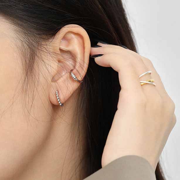 Lovcia Gold Twisted Knot 925 Silver NonPierced Earring-Earrings-Yellow Gold-Yellow Gold