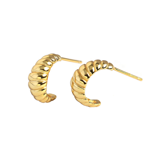 Lovcia Gold Twisted OX Horn Stud Earrings S925 10mm-Earrings-Yellow Gold-Yellow Gold