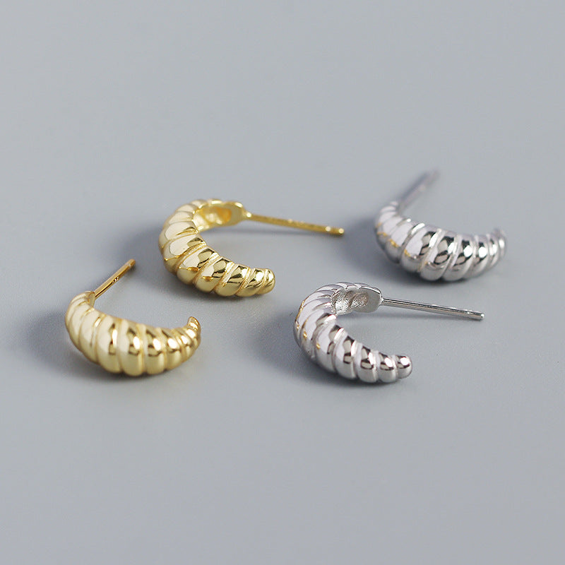 Lovcia Gold Twisted OX Horn Stud Earrings S925 10mm-Earrings-Yellow Gold-Yellow Gold