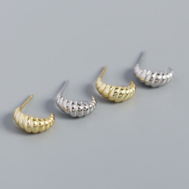Lovcia Gold Twisted OX Horn Stud Earrings S925 10mm-Earrings-Yellow Gold-Yellow Gold