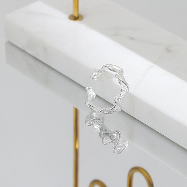 Lovcia Gold Twisted Wave Adjustable Ring 925 Silver-Rings-Yellow Gold-Yellow Gold