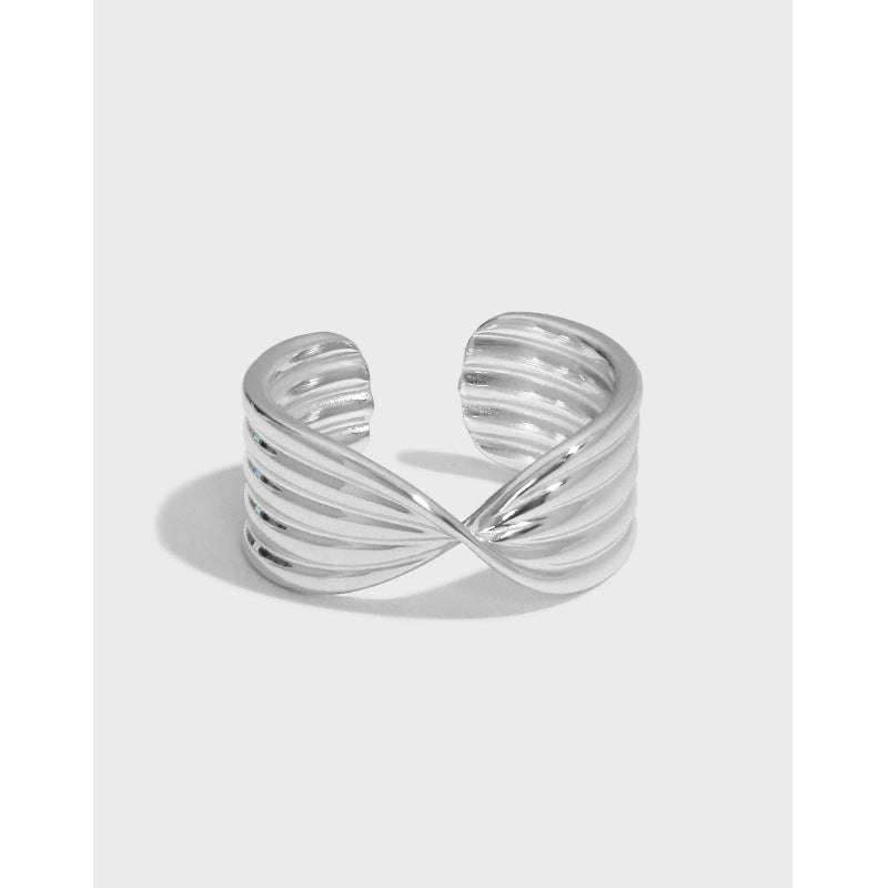 Lovcia Gold Twisted X Shape Adjustable Sterling Ring-Rings-Yellow Gold-Yellow Gold
