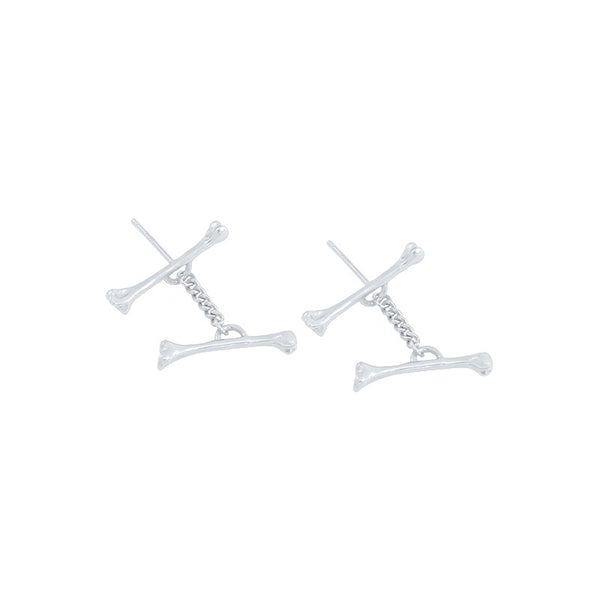 Lovcia Gold Two Bones Chain 925 Sterling Silver Earrings-Earrings-Yellow Gold-Yellow Gold