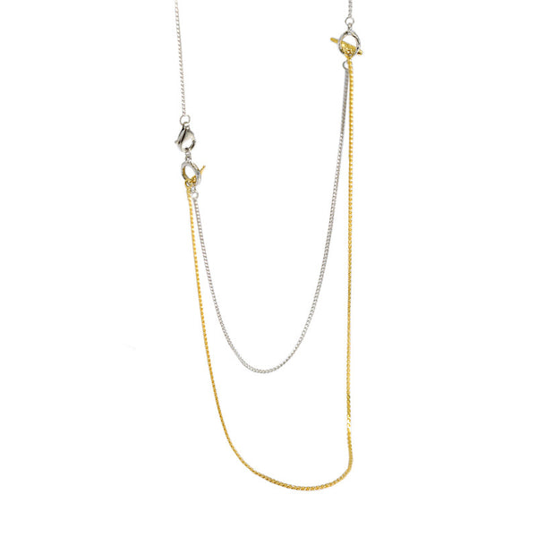 Lovcia Gold Two Layer Tassel Necklace 925 Sterling Silver-Necklaces-Rhodium + Yellow Gold-Rhodium + Yellow Gold