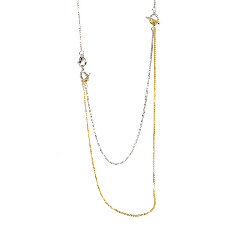 Lovcia Gold Two Layer Tassel Necklace 925 Sterling Silver-Necklaces-Rhodium + Yellow Gold-Rhodium + Yellow Gold