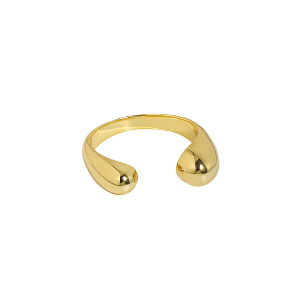 Lovcia Gold Waterdrop 925 Sterling Silver Adjustable Ring-Rings-Yellow Gold-Yellow Gold