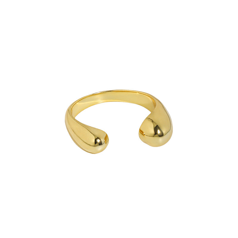 Lovcia Gold Waterdrop 925 Sterling Silver Adjustable Ring-Rings-Yellow Gold-Yellow Gold