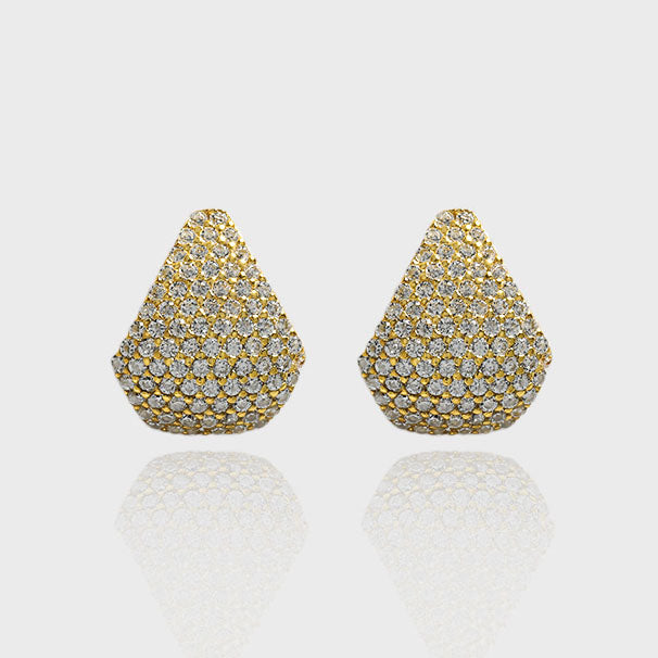 Lovcia Gold Waterdrop CZ 925 Sterling Silver Stud Earrings-Earrings-Yellow Gold-Yellow Gold