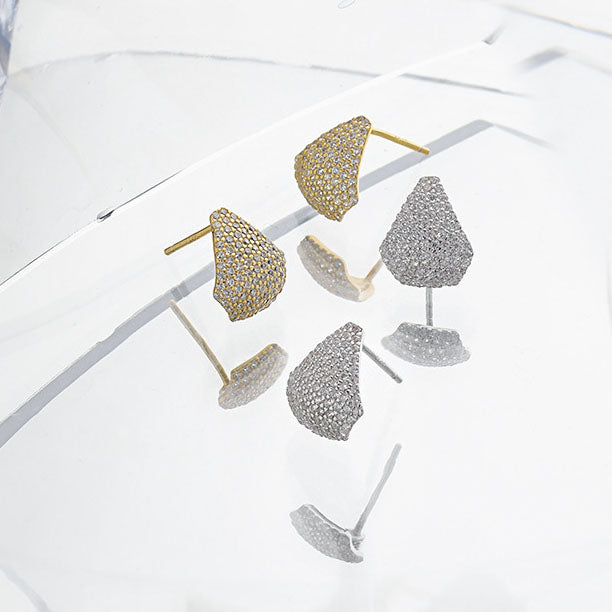 Lovcia Gold Waterdrop CZ 925 Sterling Silver Stud Earrings-Earrings-Yellow Gold-Yellow Gold