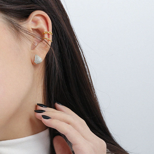 Lovcia Gold Waterdrop CZ 925 Sterling Silver Stud Earrings-Earrings-Yellow Gold-Yellow Gold
