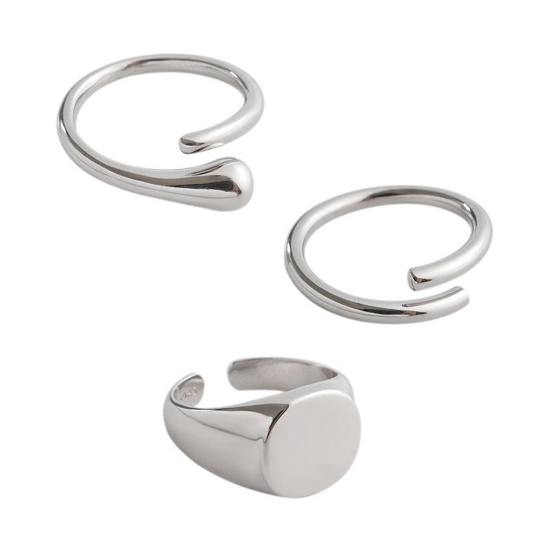 Lovcia Gold Waterdrop Geometry Adjustable Ring in 925 Sterling Silver-Rings-Model C & Yellow Gold-