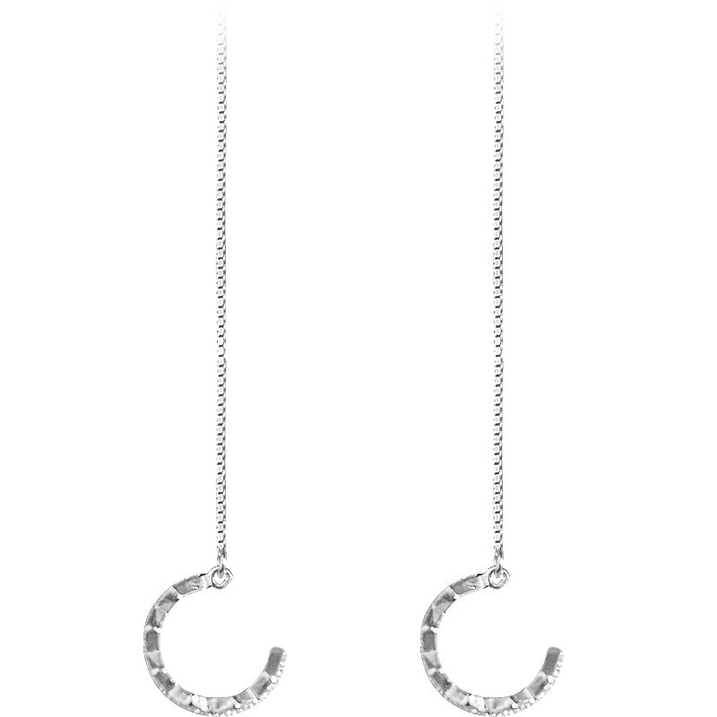 Lovcia Gold Wave Tassels 7.5mm 100mm Non Pierced Earrings-Earrings-Rhodium-Rhodium