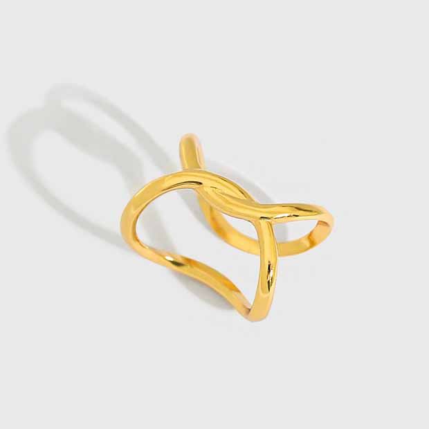 Lovcia Gold X Shape 12.8mm Earring 925 Sterling Silver-Earrings-Yellow Gold-