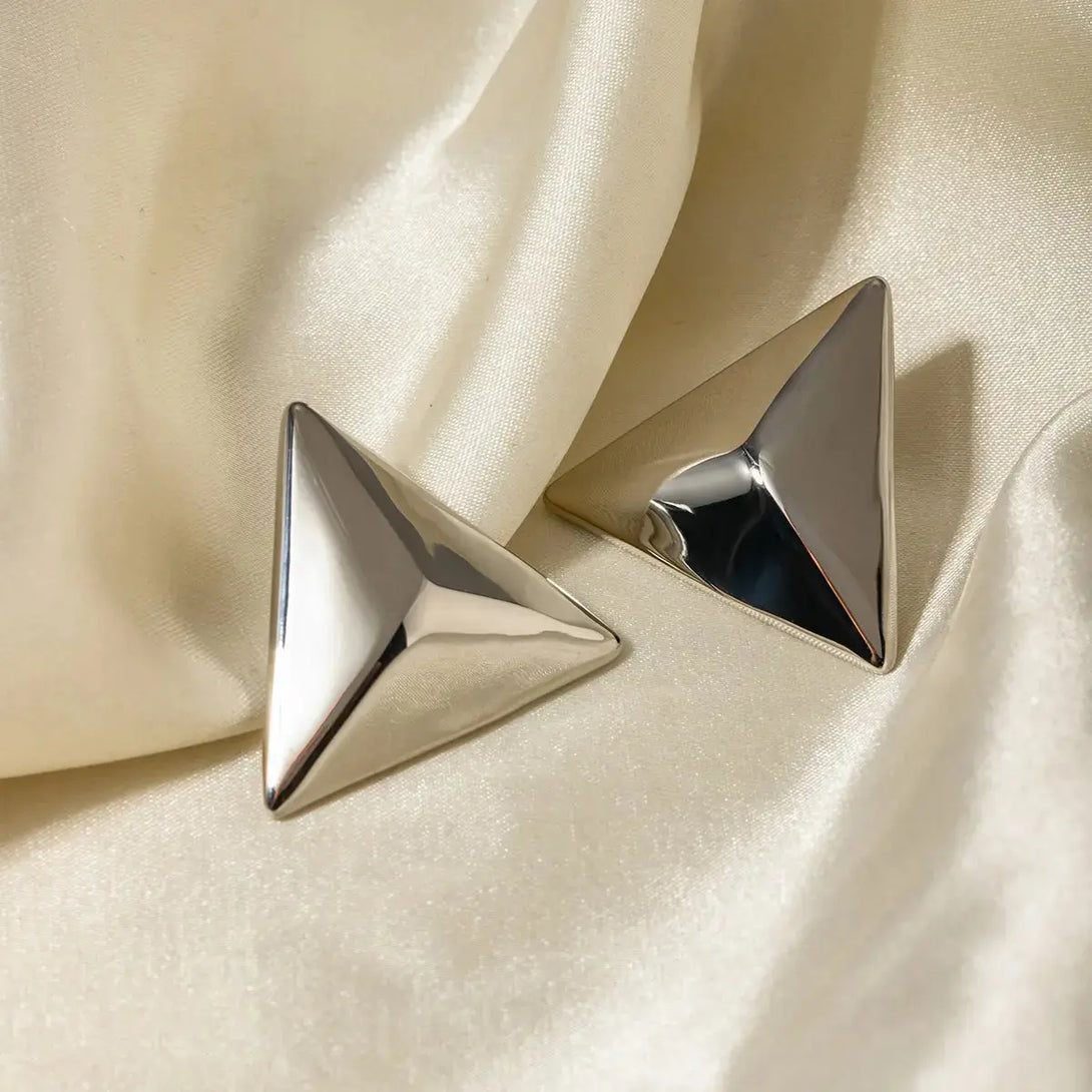 Lovcia Golden 3D Geometric Stainless Steel Earrings for Women-Earrings-Gold-One Size-Gold