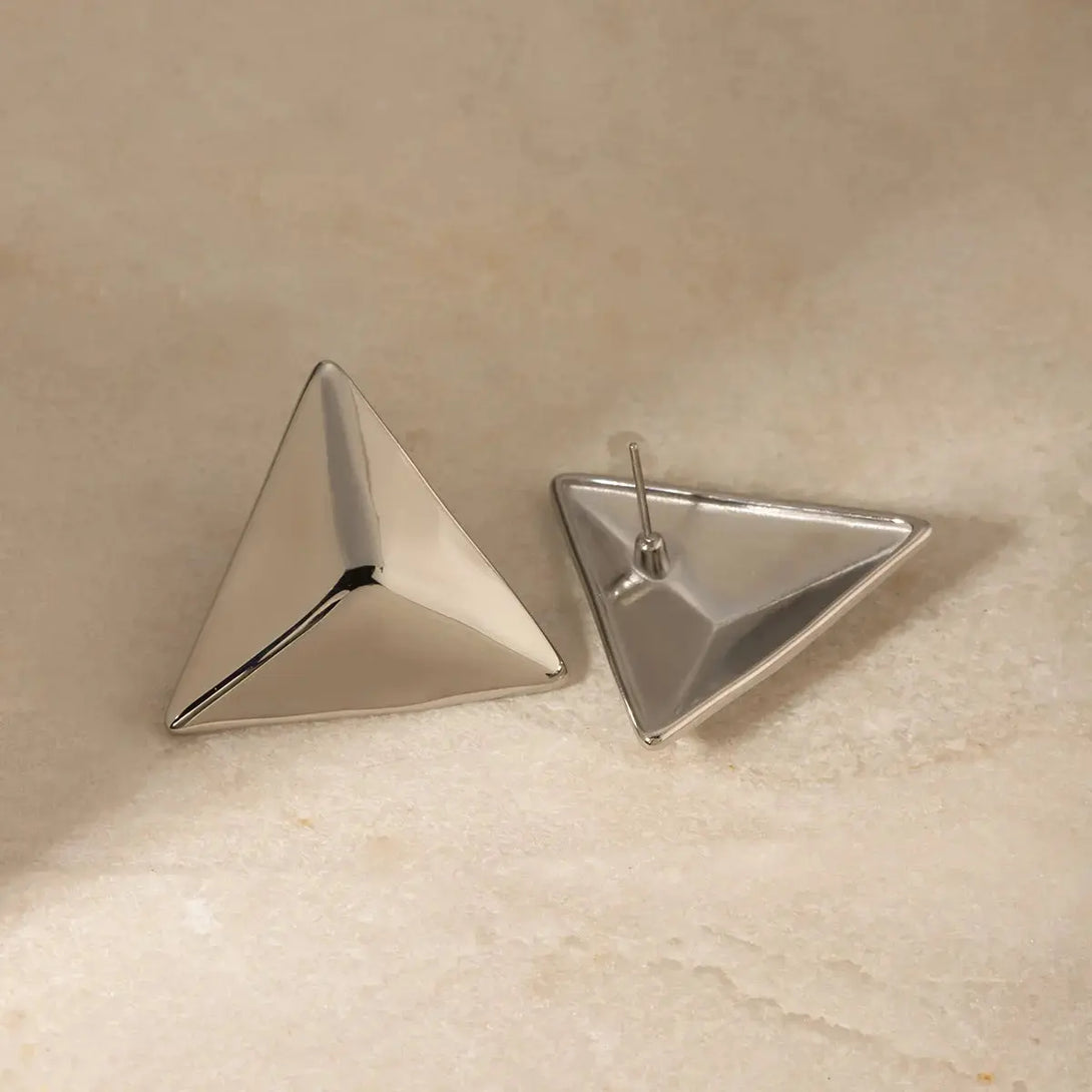 Lovcia Golden 3D Geometric Stainless Steel Earrings for Women-Earrings-Gold-One Size-Gold