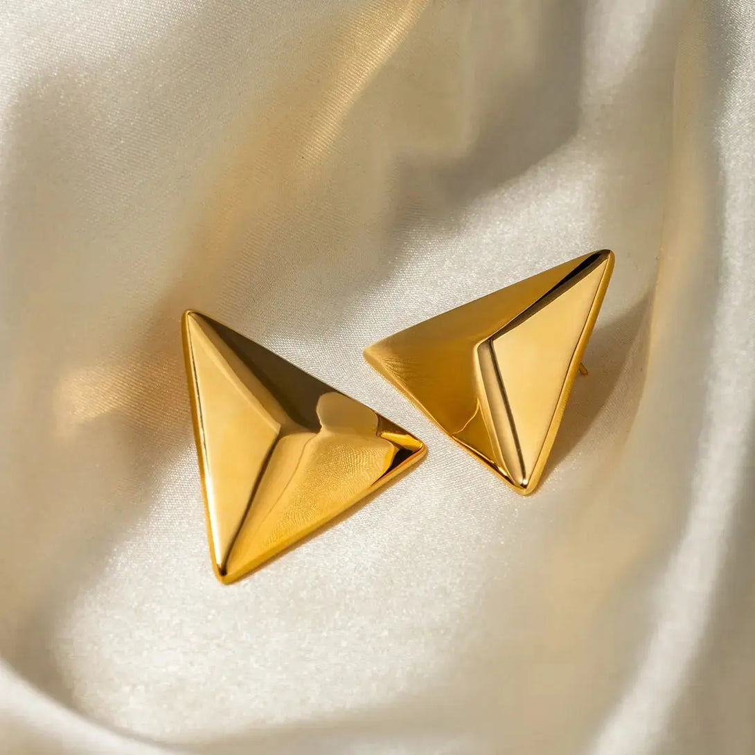 Lovcia Golden 3D Geometric Stainless Steel Earrings for Women-Earrings-Gold-One Size-Gold