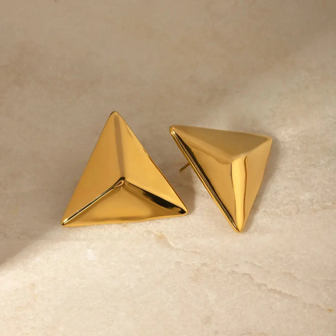 Lovcia Golden 3D Geometric Stainless Steel Earrings for Women-Earrings-Gold-One Size-Gold