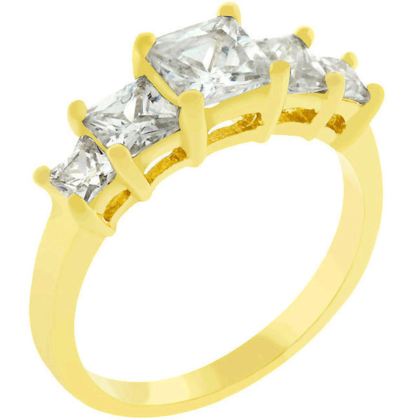 Lovcia Golden 5-Stone Princess Cut Anniversary Ring-Rings-5-5