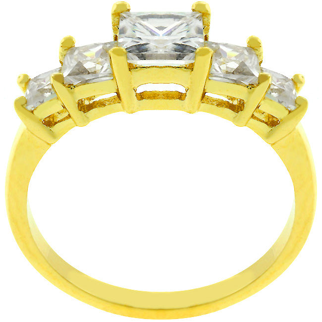 Lovcia Golden 5-Stone Princess Cut Anniversary Ring-Rings-5-5