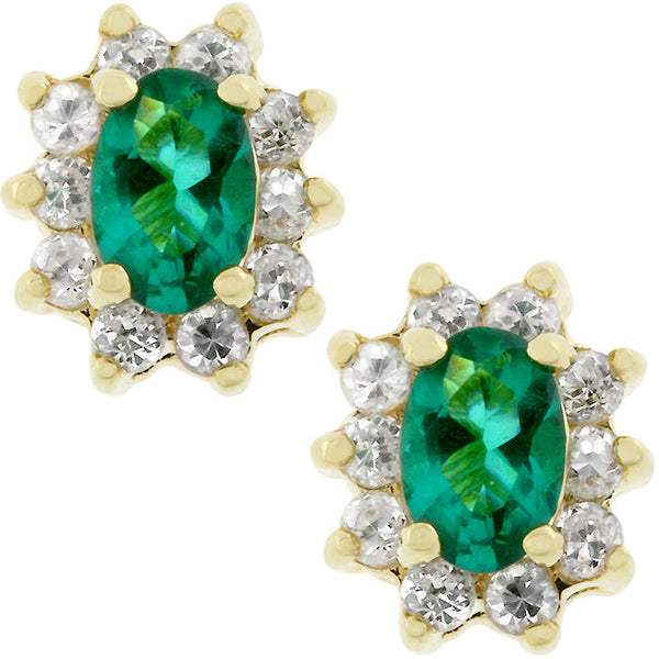 Lovcia Golden Bloom Emerald Stud Earrings-Earrings-