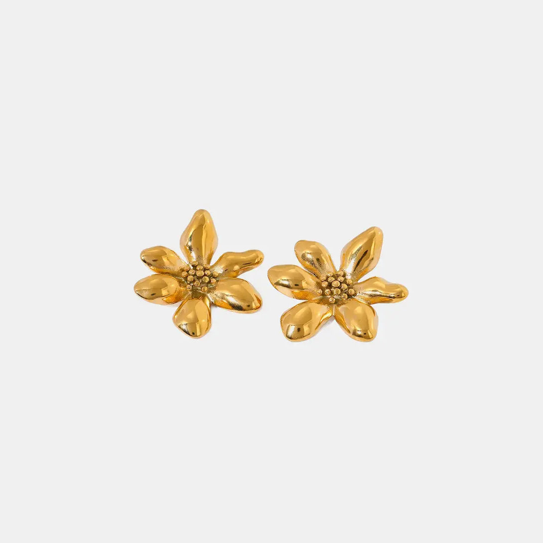 Lovcia Golden Blossom Stainless Steel Earrings for Women-Earrings-Gold-One Size-Gold