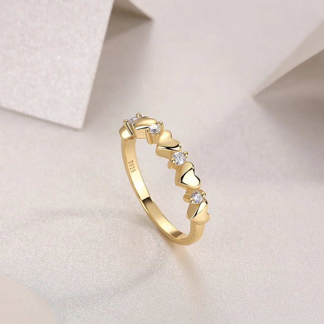 Lovcia Golden Bright 925 Sterling Silver Moissanite Heart Ring for Women - Gold-5- - Buy latest trendy Rings for Women and Girls
