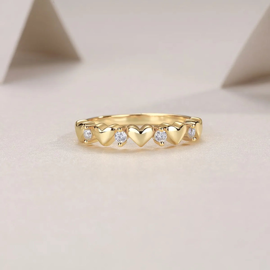 Lovcia Golden Bright 925 Sterling Silver Moissanite Heart Ring for Women - Gold-5- - Buy latest trendy Rings for Women and Girls