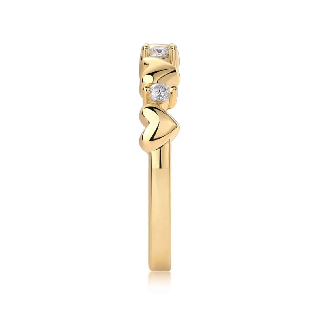 Lovcia Golden Bright 925 Sterling Silver Moissanite Heart Ring for Women - Gold-5- - Buy latest trendy Rings for Women and Girls