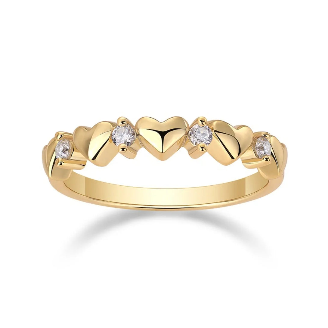 Lovcia Golden Bright 925 Sterling Silver Moissanite Heart Ring for Women - Gold-5- - Buy latest trendy Rings for Women and Girls