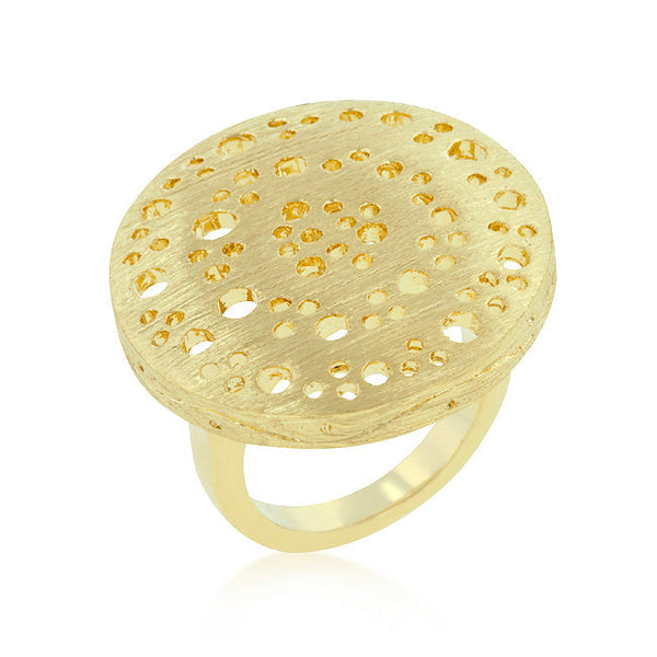 Lovcia Golden Circle Texture Ring-Rings-5-5