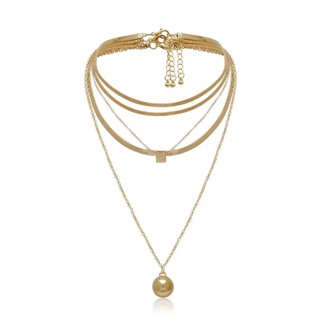 LOVCIA Golden Elegance Ball Pendant Necklace for Women - Elevate Your Style